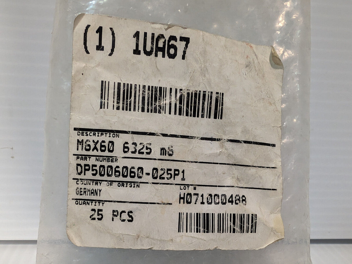 25 Dowel Pins: DP5006060-025P1, 1UA67, M6x60- 6325 -m6, 6mmx60mm,Made in Germany