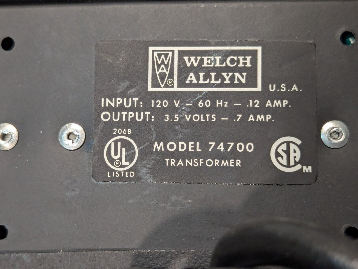 Welch Allyn 74700 Wall Transformer - Otoscope / Ophthalmoscope - Free Shipping