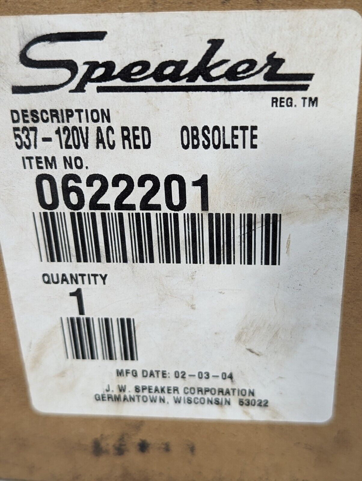 0622201 Speaker 120v Red Strobe Lamp 537-120V AC Red Obsolete - Free Shipping