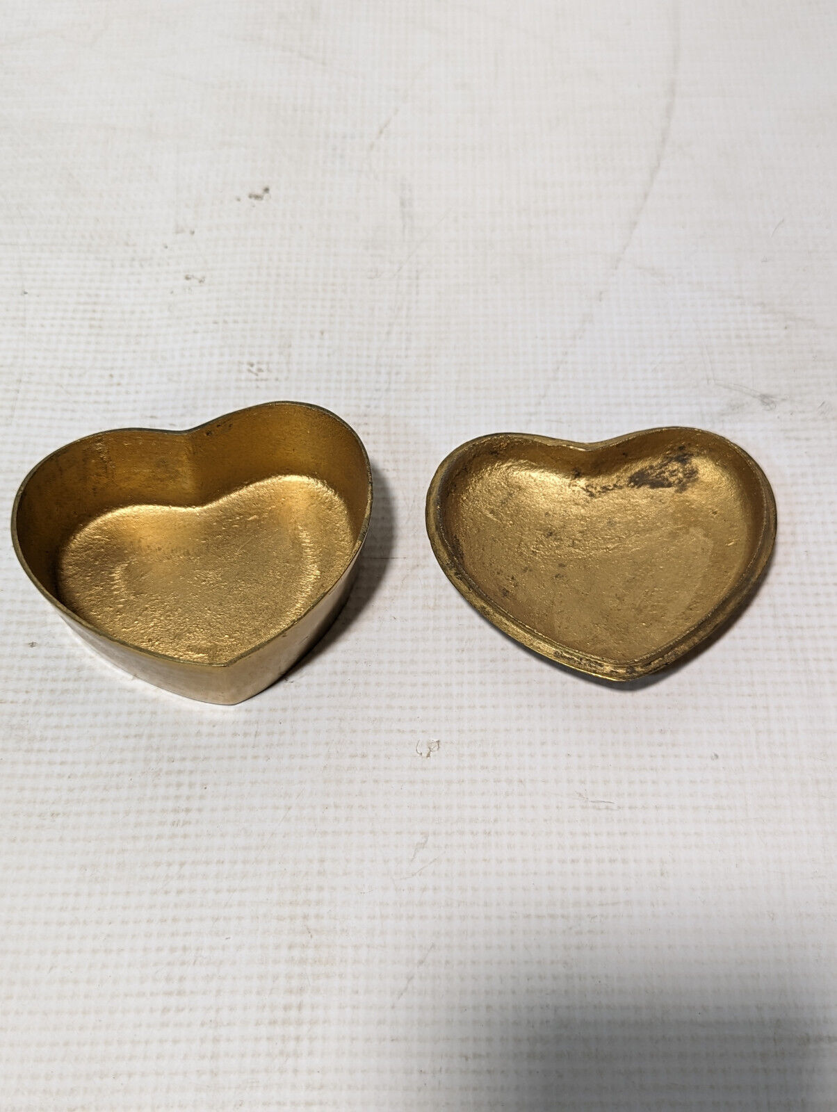 Vintage Korean Heart Shaped Ring Pill Brass Container Trinket, 3.5x3x1.5 inches