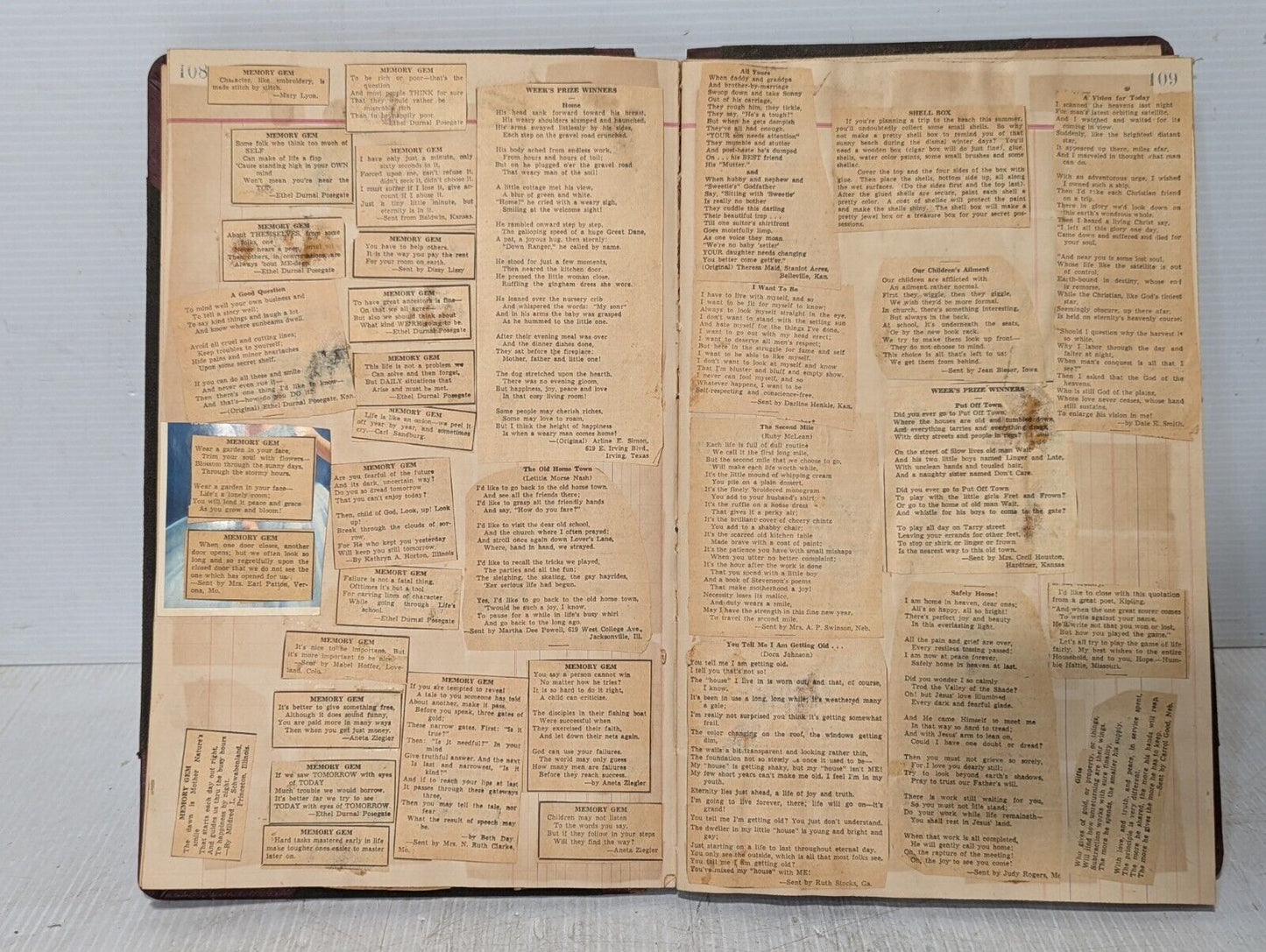 Vintage Journal full of poems cut from newspapers as pictured - Free Shipping