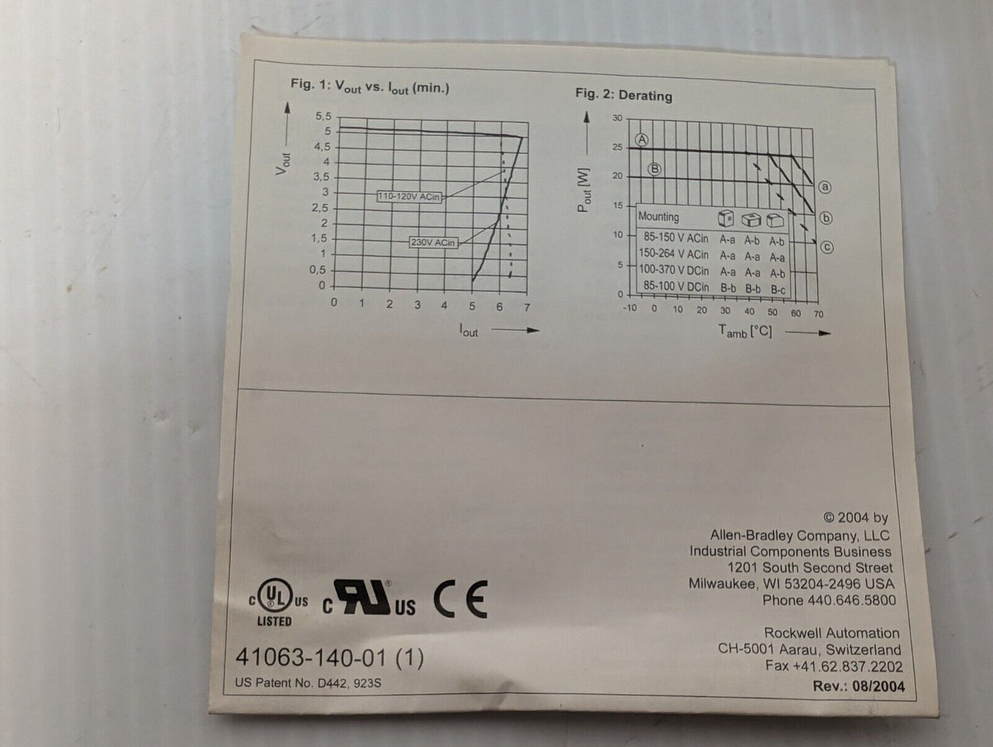 Allen Bradley 1606-XLP25A Power Supply, 25W, 100-240VAC - Free Shipping