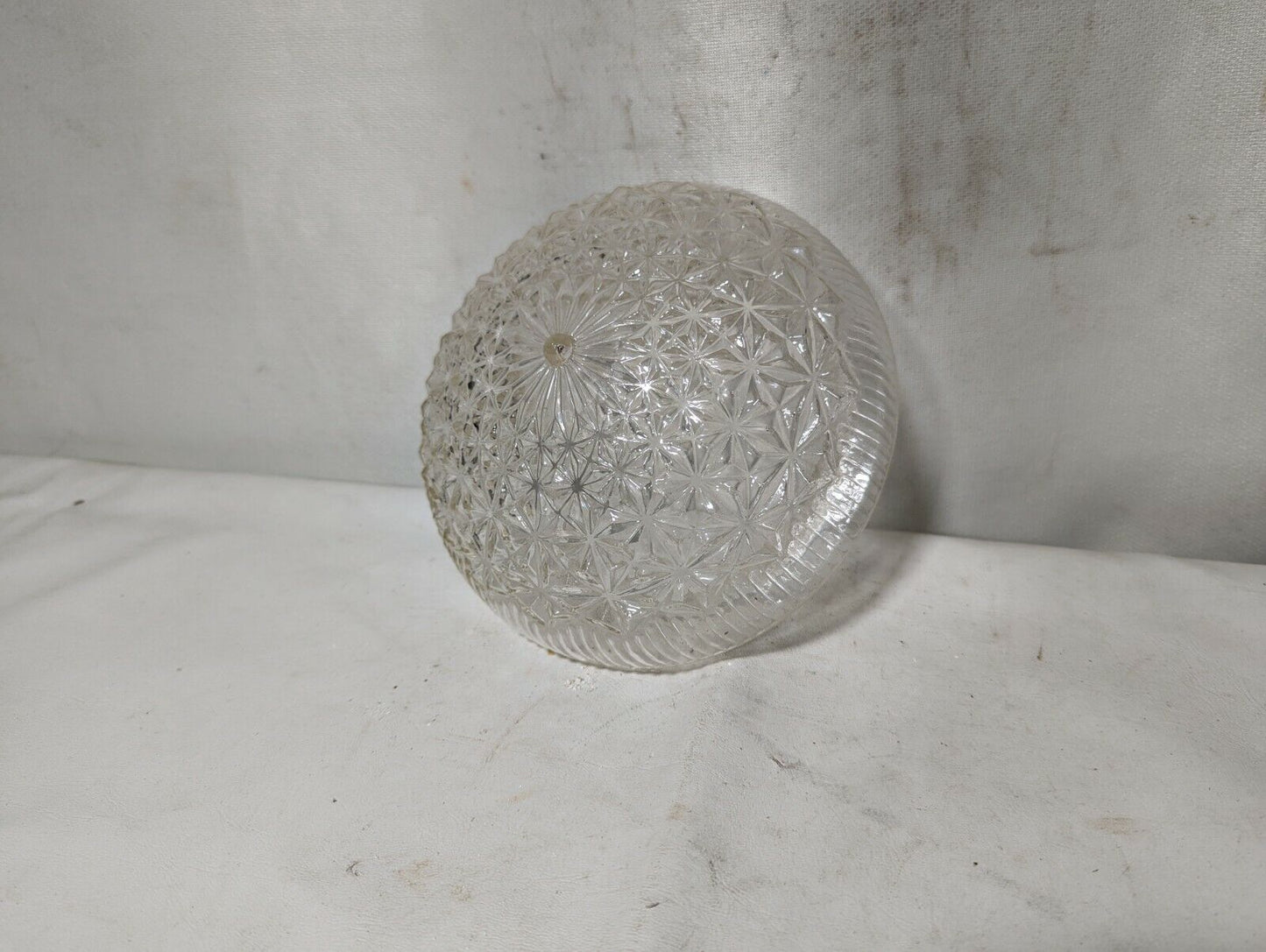 Lot of 2 Vintage clear glass ceiling fixture light lamp shades, 5 1/8" int