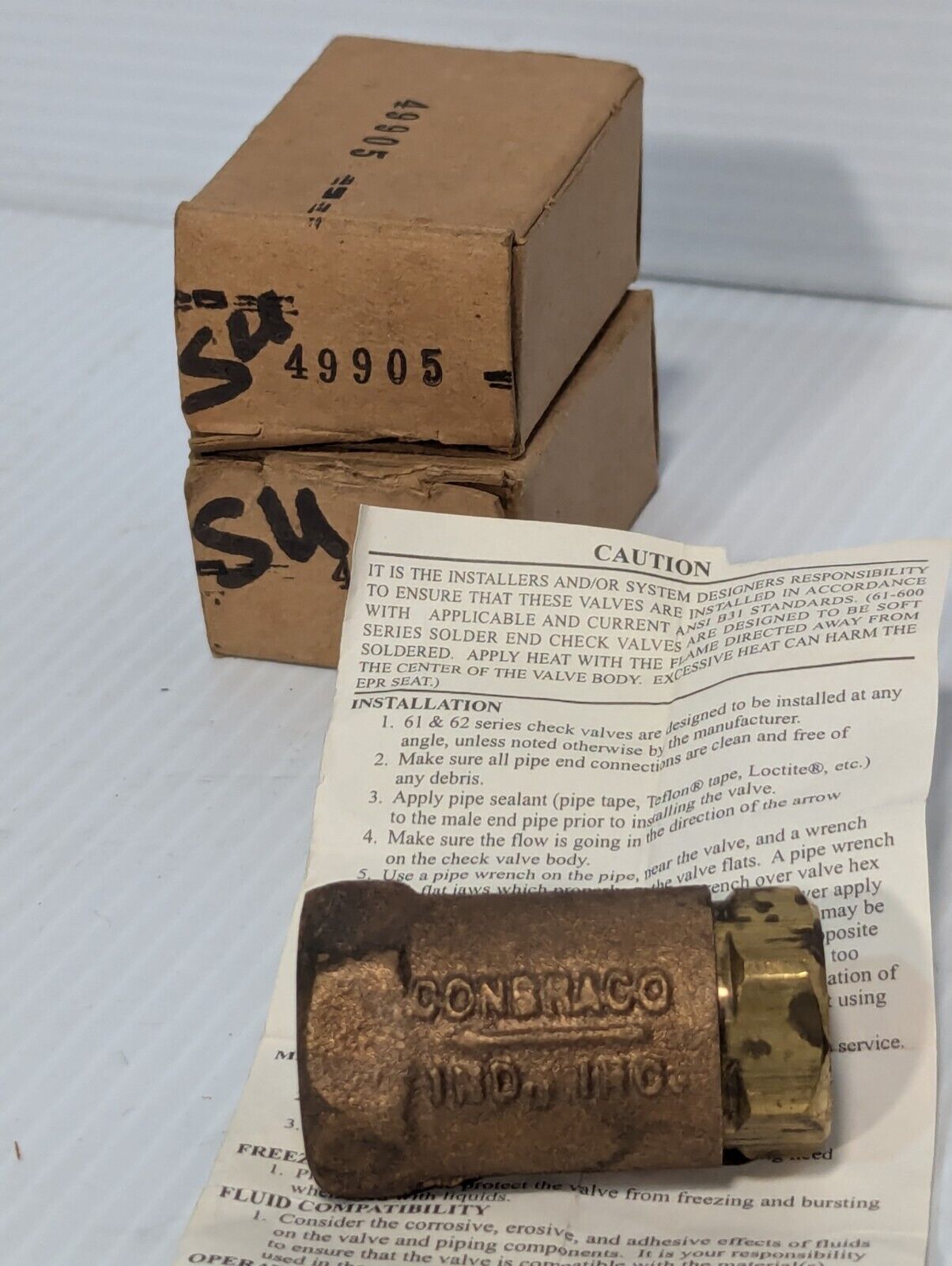 Sullair 49905 replacement check valve from Conbraco, 125S, 400 WOG-Free Shipping