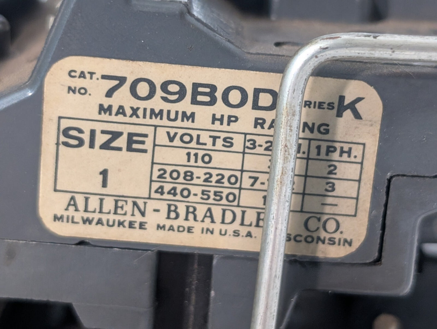 Allen Bradley 709B0D Series K Motor Starter Coil 71A01, Made in USA