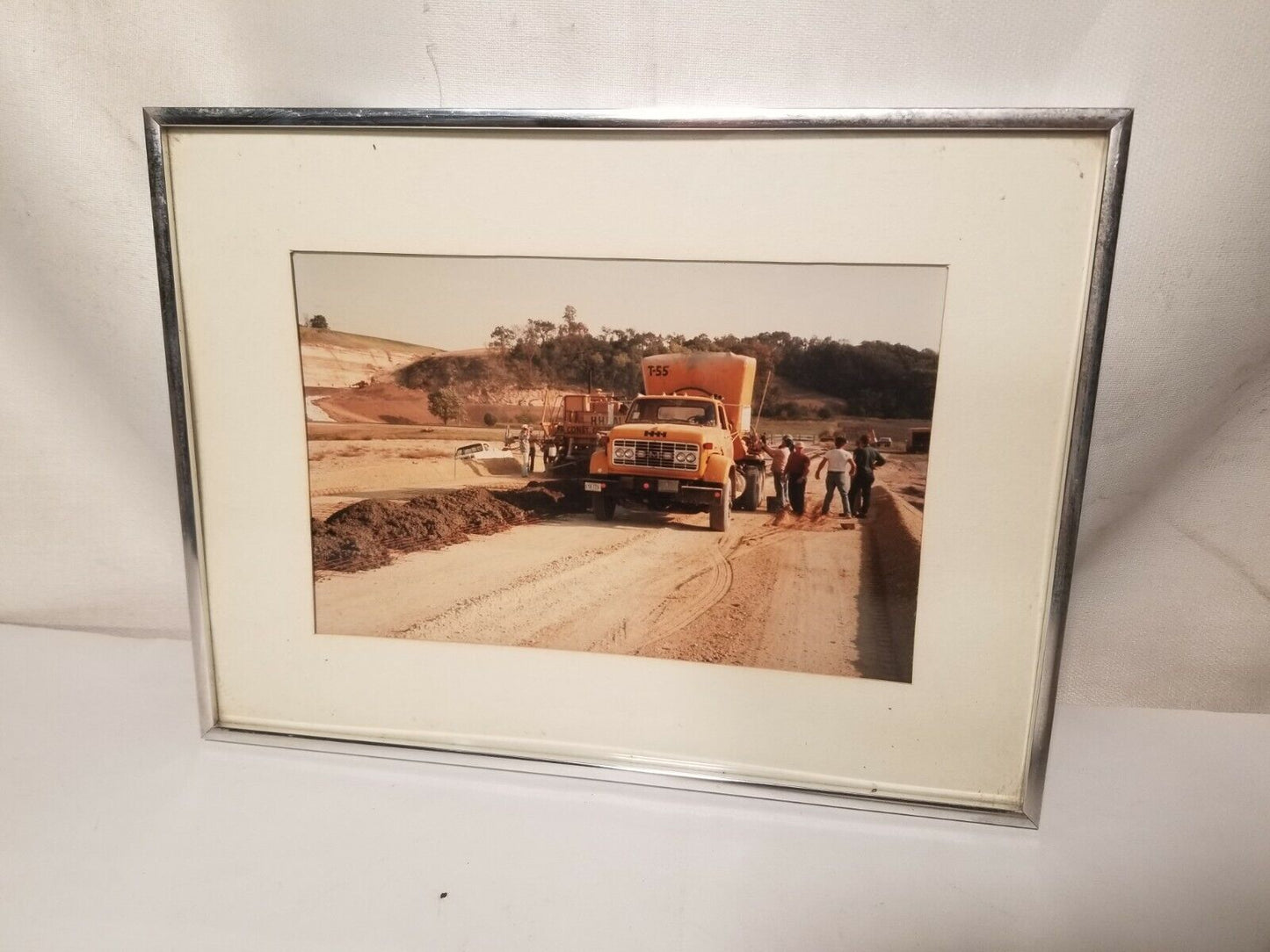 Vintage construction photos in frame 16.375"x12.375"