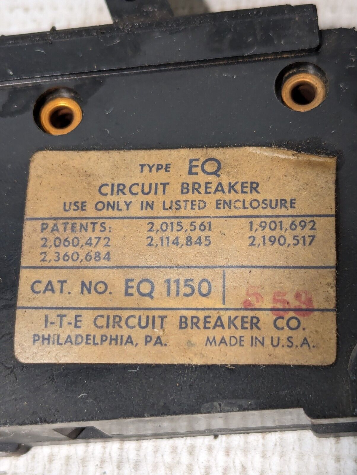 Lot of 5 ITE EQ1150 Circuit Breaker, 50A, 1-Pole - Free Shipping