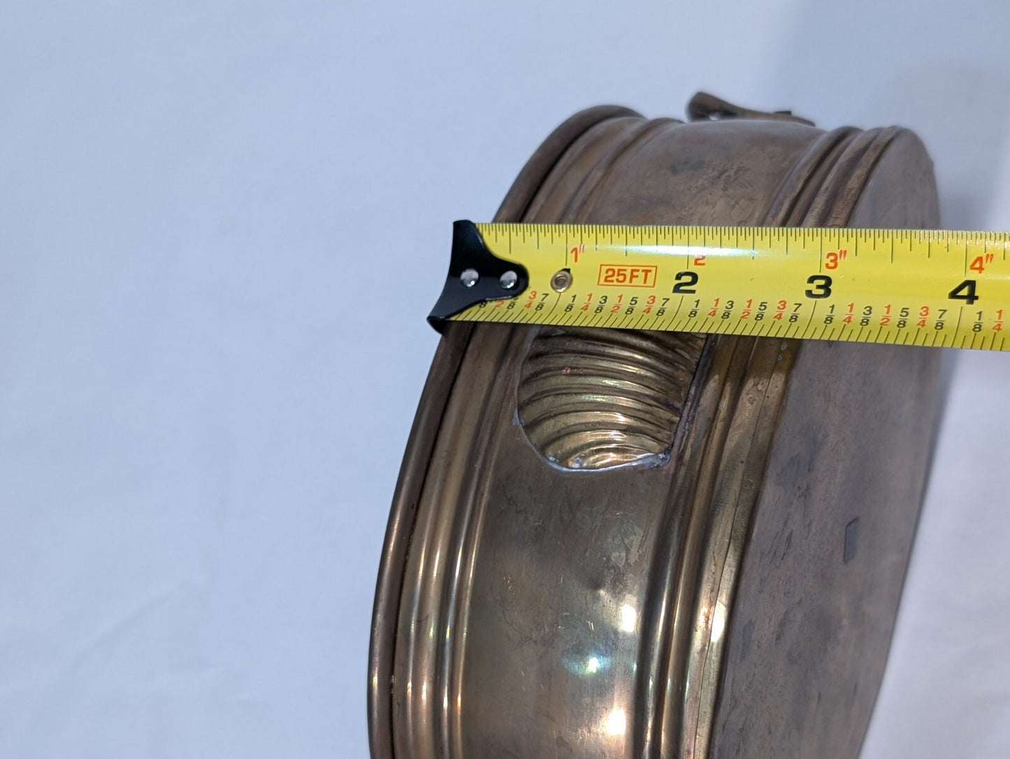 Vintage Brass Oval Planter Bucket/Tub With Handles, Scallop Imprint