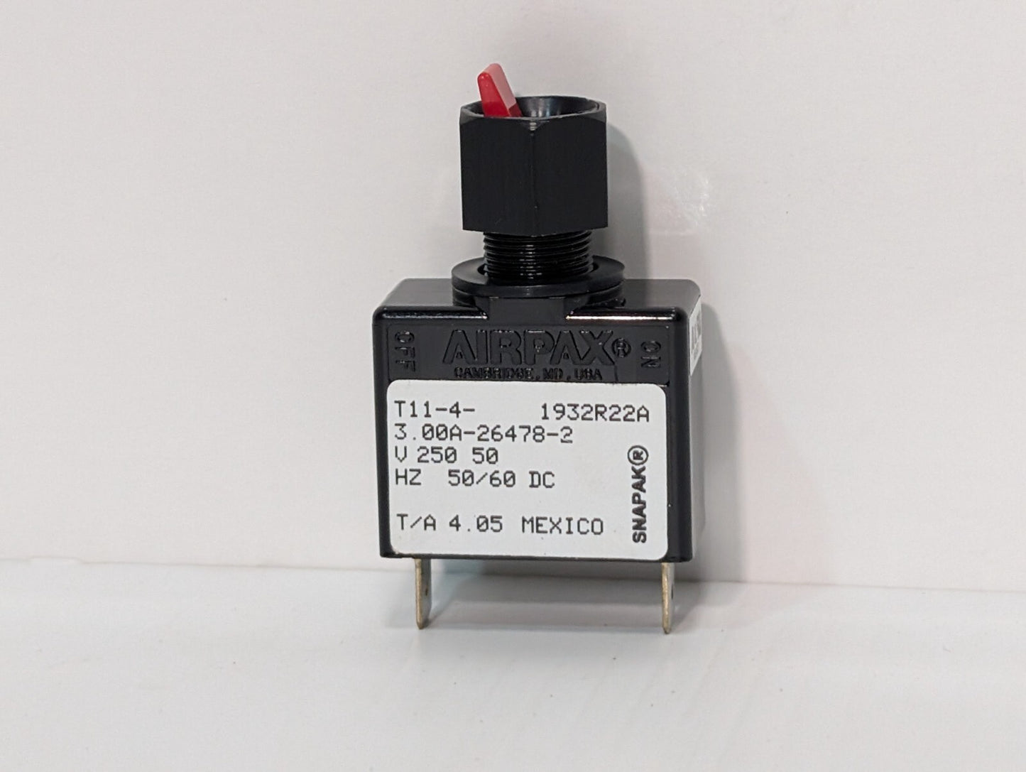 AIRPAX T11-4-3.00A-26478-2 Magnetic (Hydraulic Delay) Circuit Breaker, 3A, 1KA