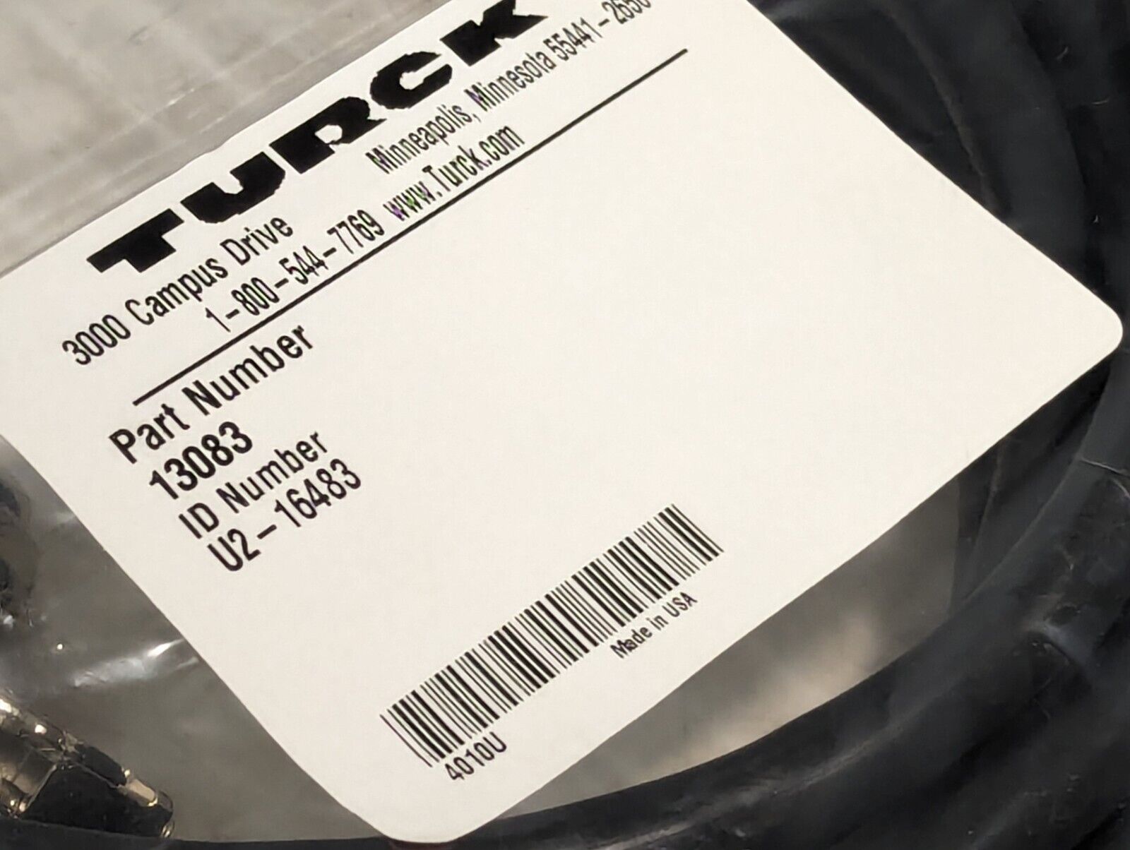 Turck 13083 Resolver Cable Assembly, ID# U2-16483, W4055 Resolver