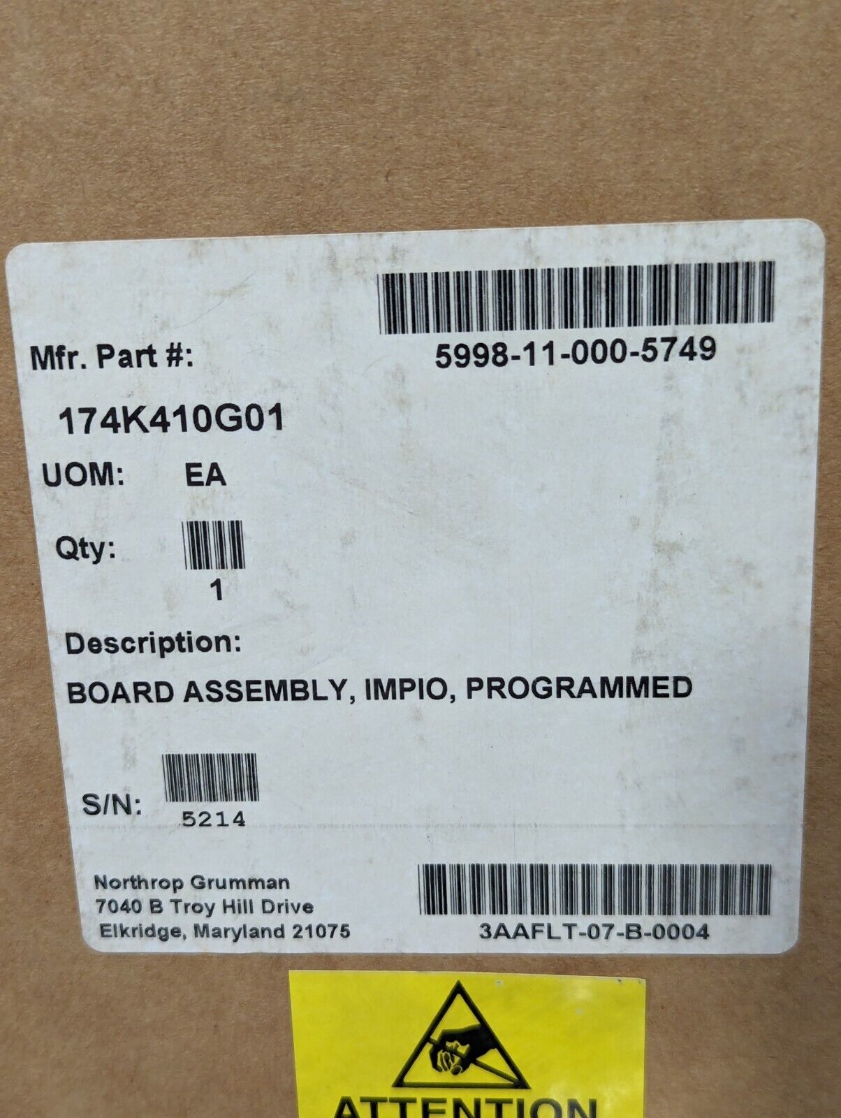 5998-11-000-5749 174K410G01 Impio Programmed Circuit Board