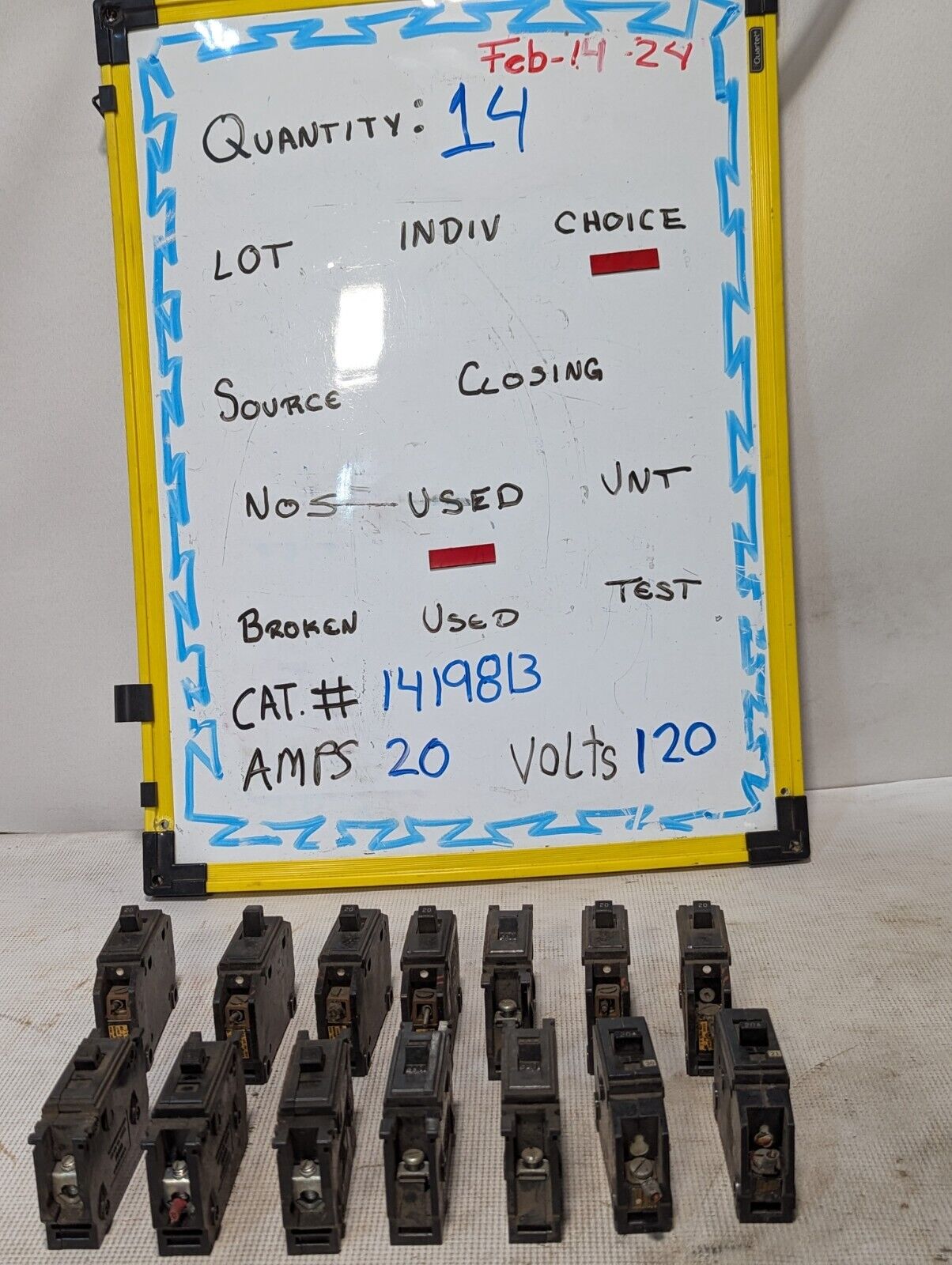 (4) Westinghouse NP28398-D Circuit Breakers, 15 Amp, 120VAC, 1-Pole-Free Ship