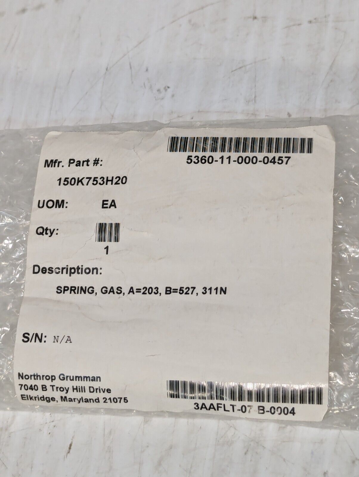 Destek 601113006-310N Gas Spring, 203mm Stroke, 527mm Extended, 70 Lbs. Force