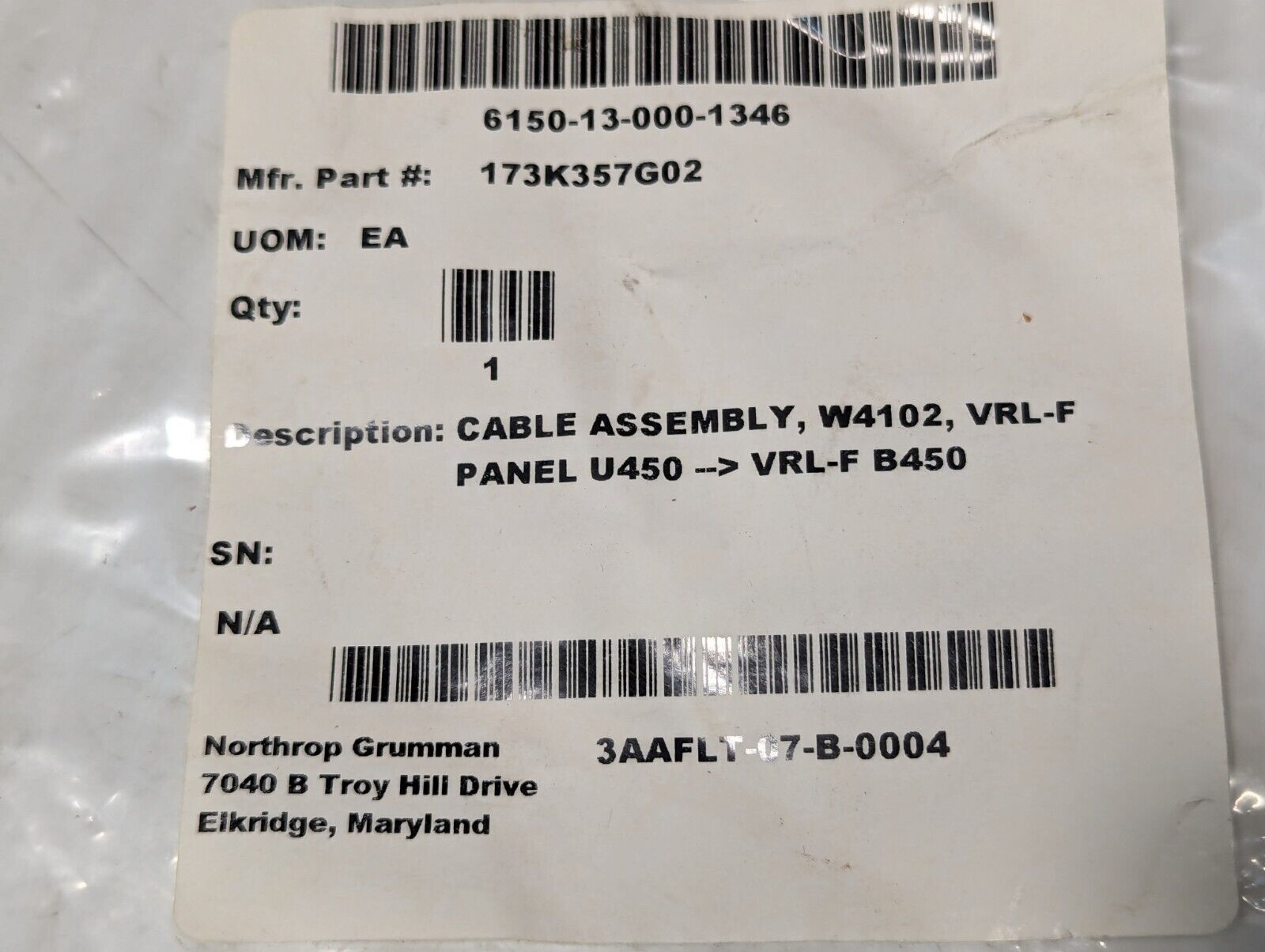 Turck 12976 Cable Assembly, VRL-F B450 Pwr, U2-16501, W4102 - Free Shipping