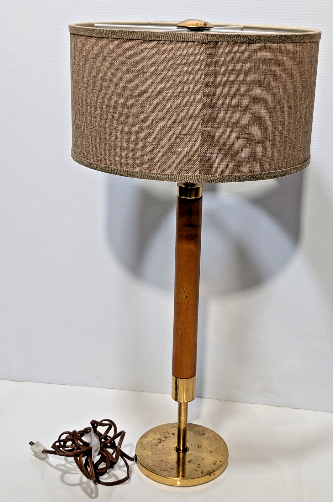 27" Vintage, Mid Century Modern, Danish Style, Wood, Teak, S Socket, Table Lamp