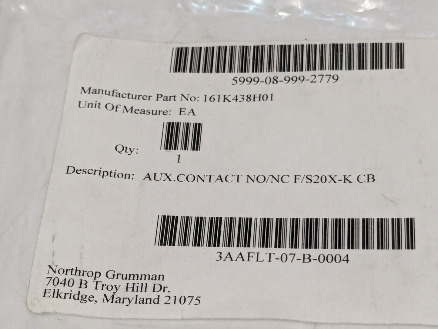 ABB S2C-H6RU Auxiliary Contact NO/NC/ F/S20X-K CB 161K438H01 - Free Shipping