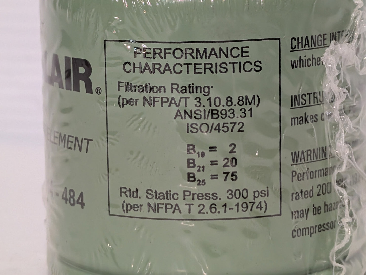 Sullair 88290014-484 Fiberglass Filter Element, Spin-On Assembly