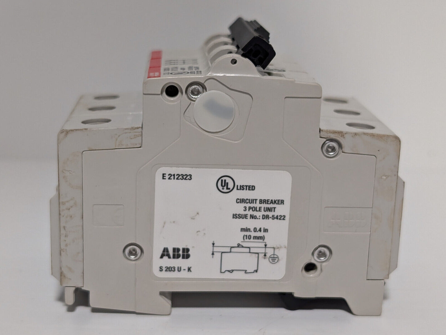 ABB S203U-K10A Circuit Breaker, 3 Pole Unit, Min .4", Made in Germany