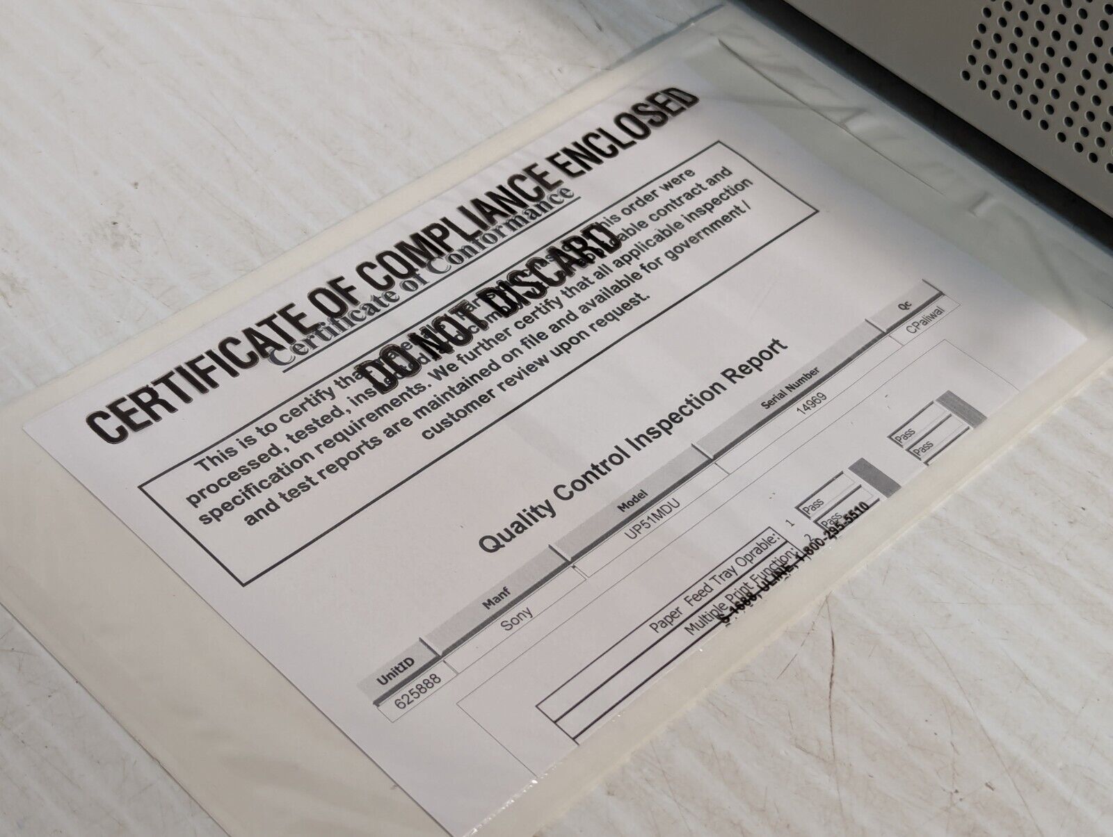 Sony Medical UP-51MDU Color Video Printer - Free Shipping