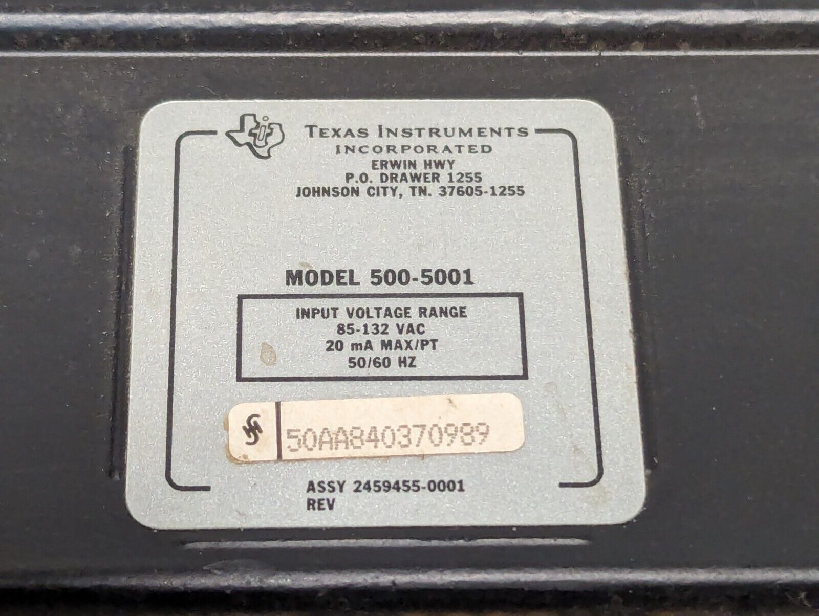 Texas Instruments Model 500-5001 Input Module, 110 VAC
