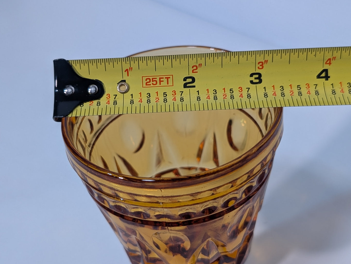 Vintage Colony Park Lane Amber Indiana Glass Goblet Chalice Square Base Pedestal