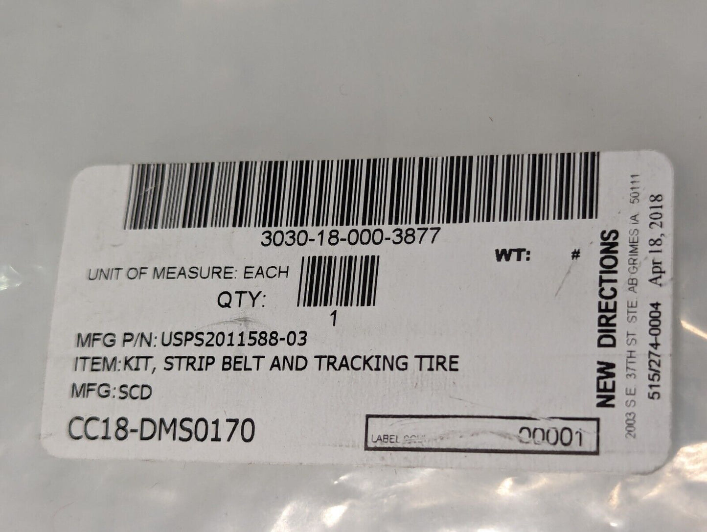 USPS2011588-03 SCD Strip Belt And Tracking Tire - Free Shipping