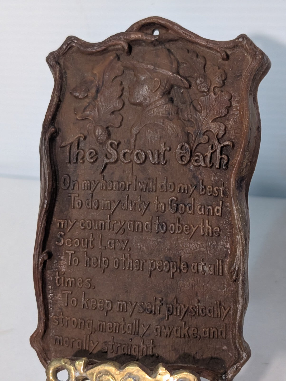 Vintage Boy Scouts of America "The Scout Oath" Plaque With Stand