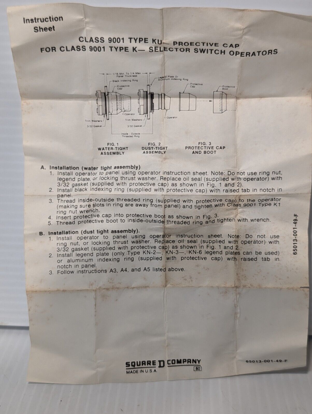 Square D 9001KU18 Protective Cap for Selector Switch, Series F, Clear Cap