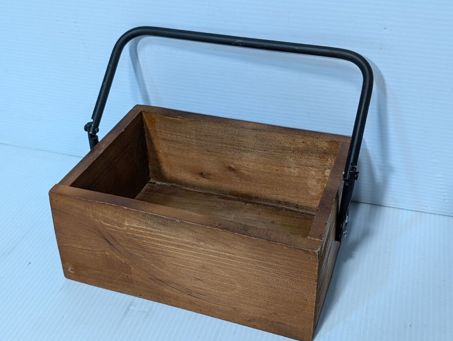 Vintage Wooden Work Mens Tool Box, Carrier with Iron Handles - Free Shipping
