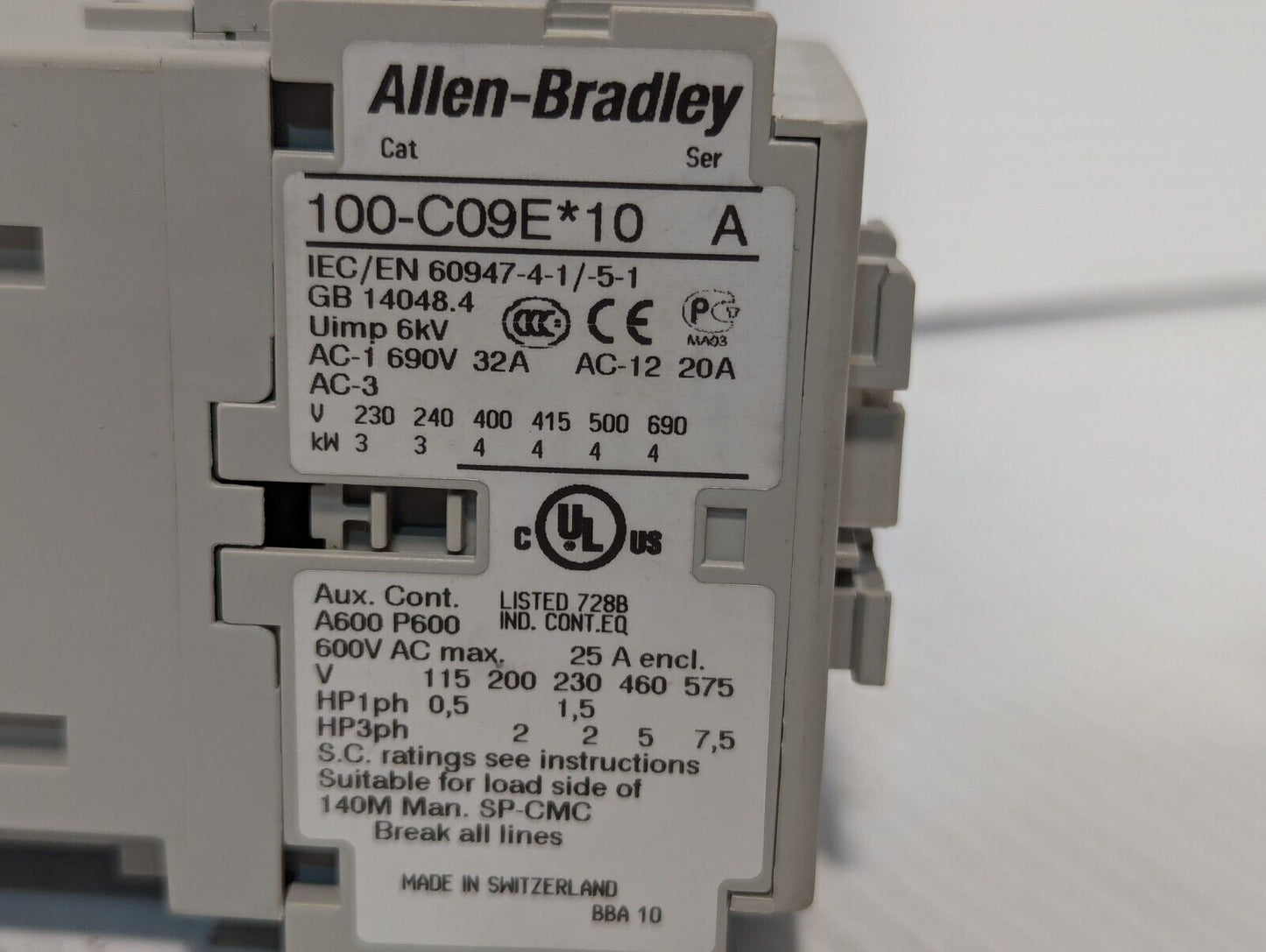 Allen Bradley 100-C09EJ10 IEC Contactor, 24 VDC Coil, 100-C09E*10, New with Box