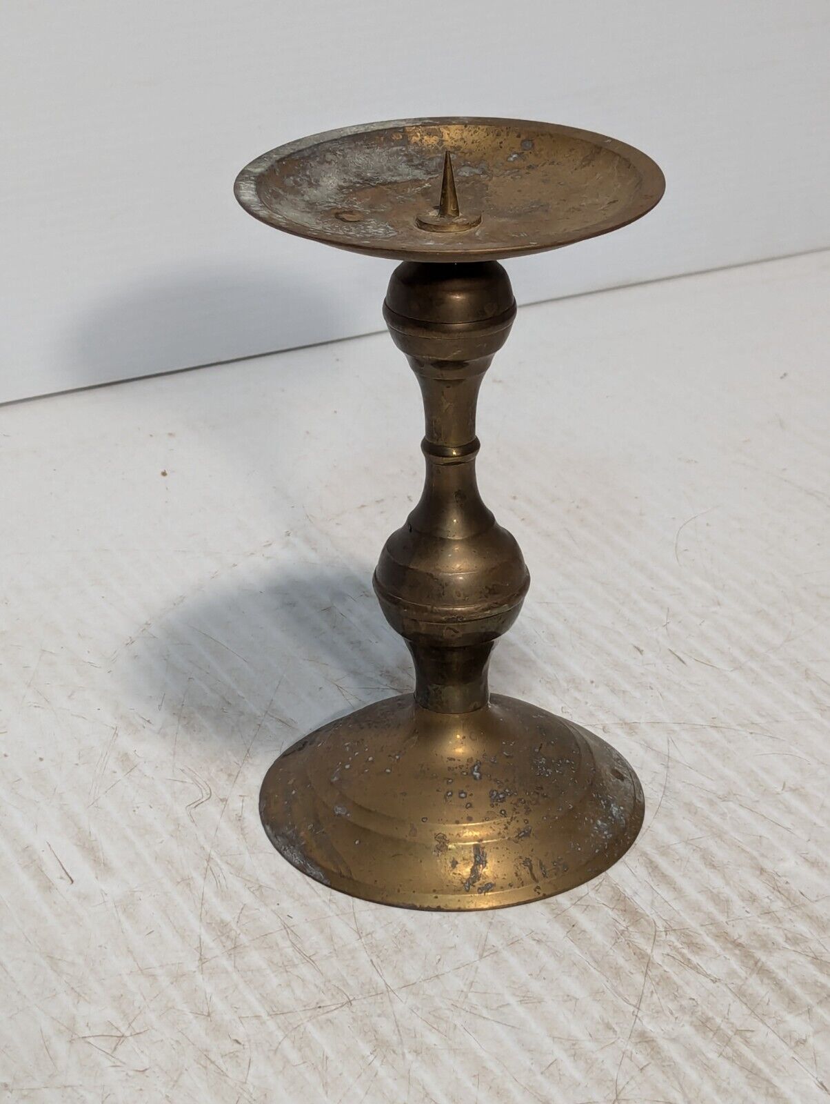 Solid Brass Pillar Candlestick Candle Holder / Vintage Home Deco - Free Shipping