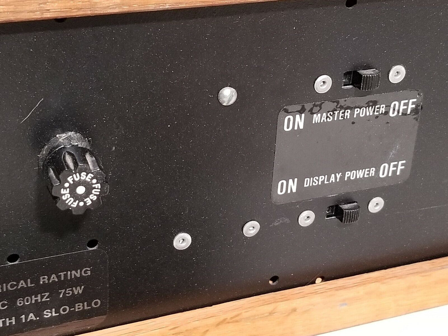 Programmable Light Message Board mounted in wood with hooks, 110VAC