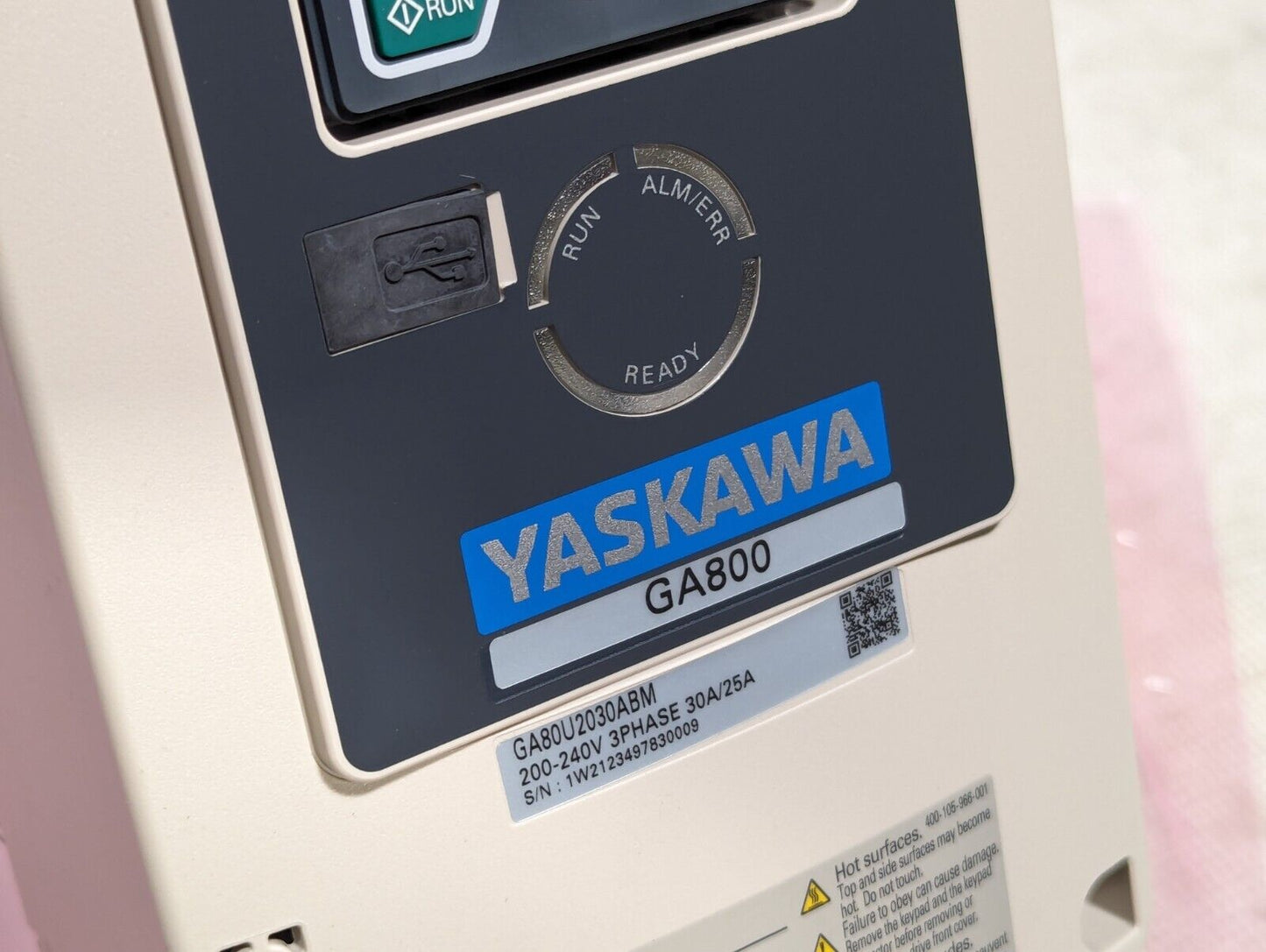 Yaskawa GA80U2030ABM AC drive, GA800, 200-240V, 3 phase, 7.5kW output, for indus
