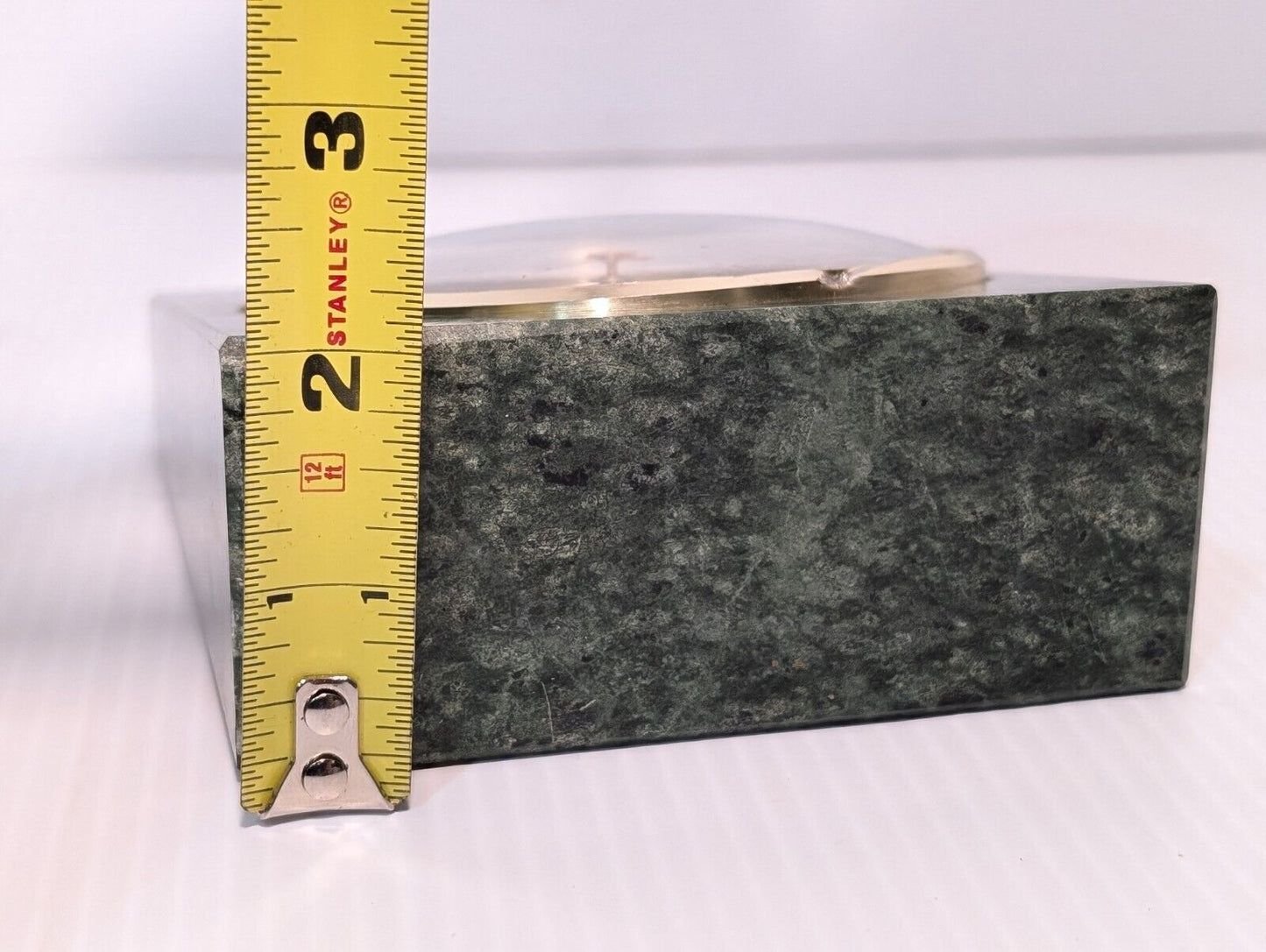 Vintage Benchmark Desk Clock in Green Granite, Keystone Provident- Free Shipping