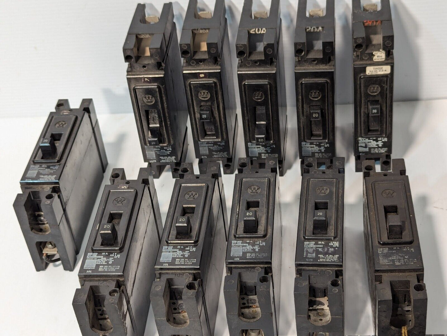 Lot of 6 Westinghouse EHB1020 Molded Case Circuit Breaker, 20 Amp, 277 Volt, 1-P