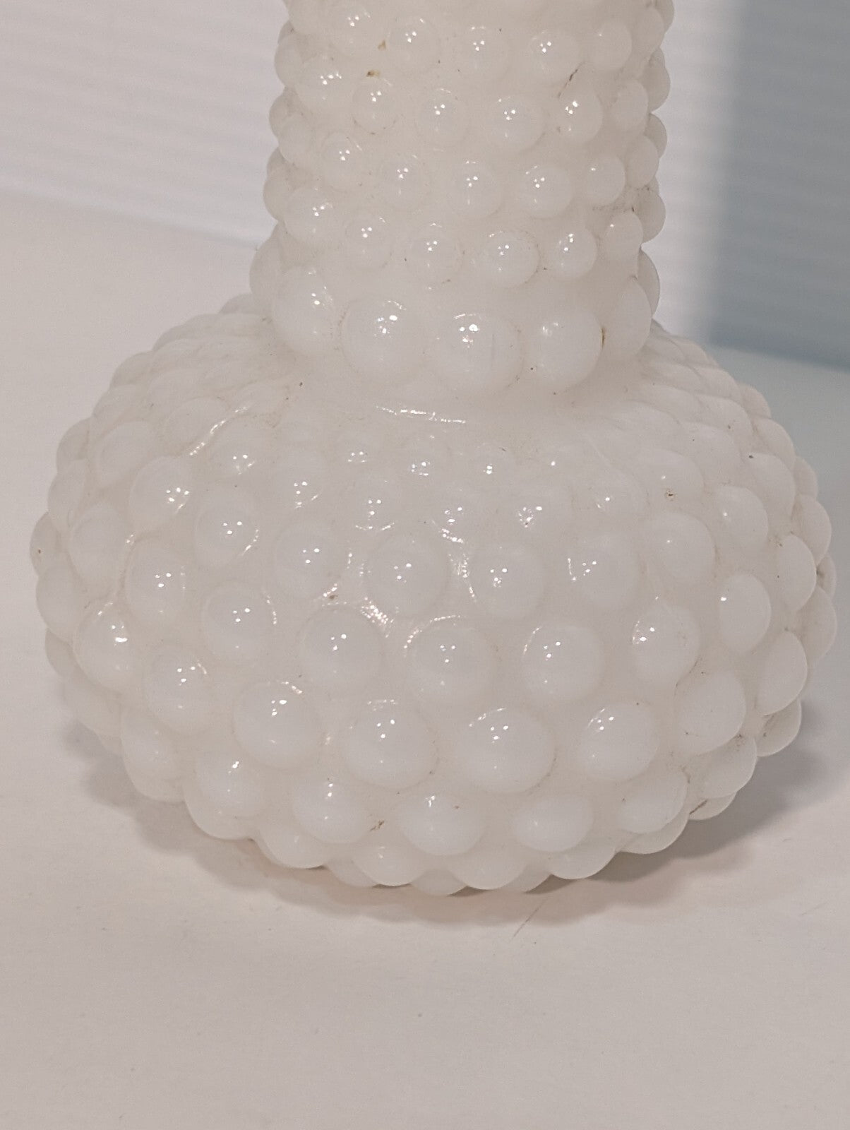 Vintage Fenton Milk Glass Hobnail Wide Bottom Fluted Bud Vase 7" Tall