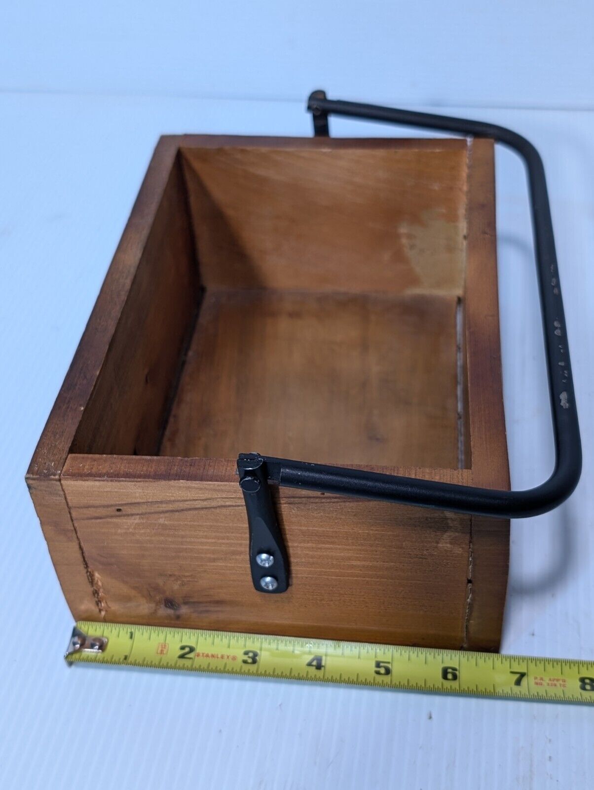 Vintage Wooden Work Mens Tool Box, Carrier with Iron Handles - Free Shipping