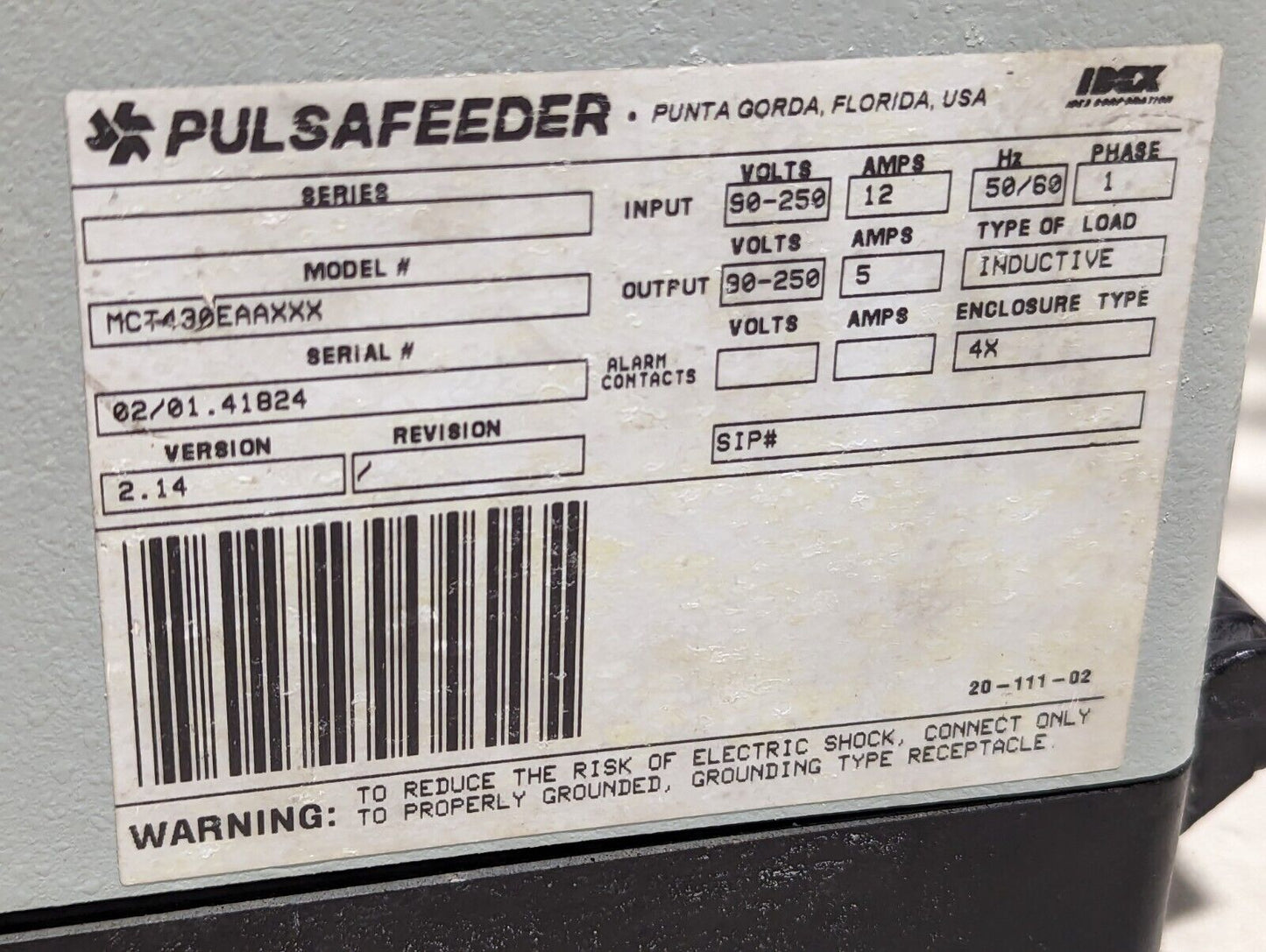 IDEX Pulsafeeder MCT430EAAXXX Pulsatrol Plus