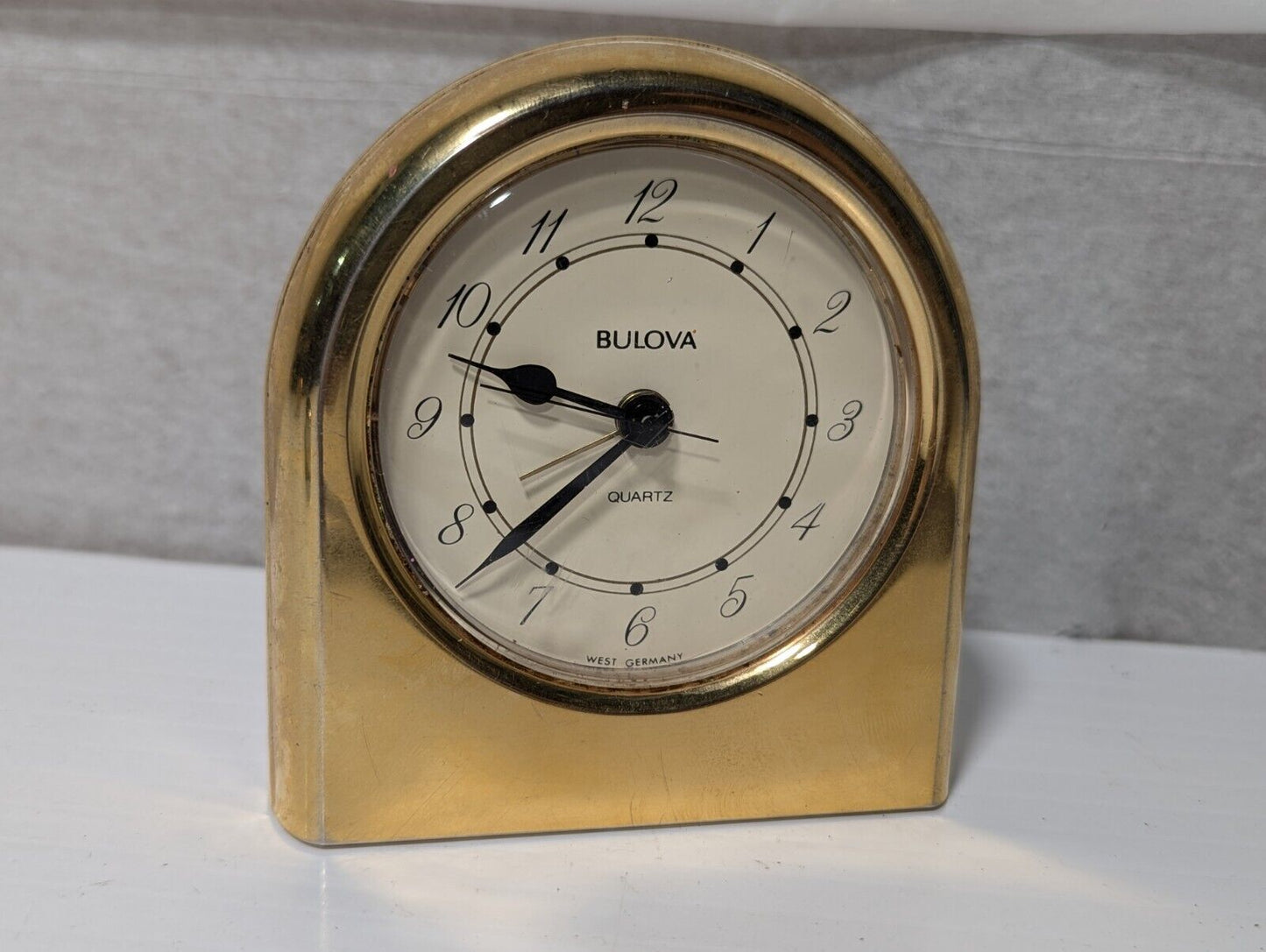 Vintage Bulova Quartz Table Clock Brass Made in West Germany