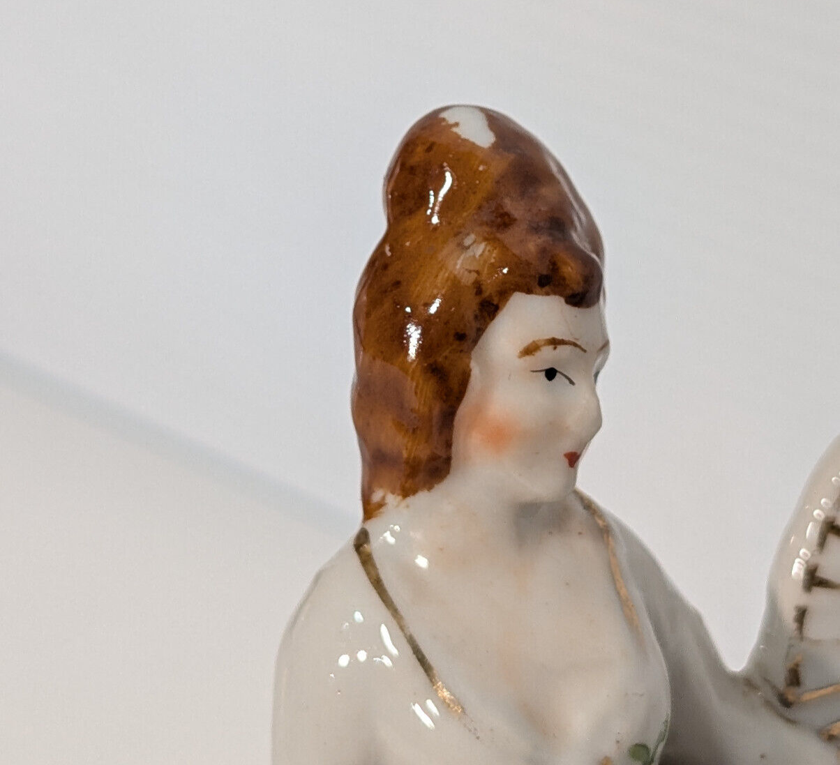 Vintage 1950s Porcelain Figurine Debutante Ball Gown Curtsy Society Fan Woman
