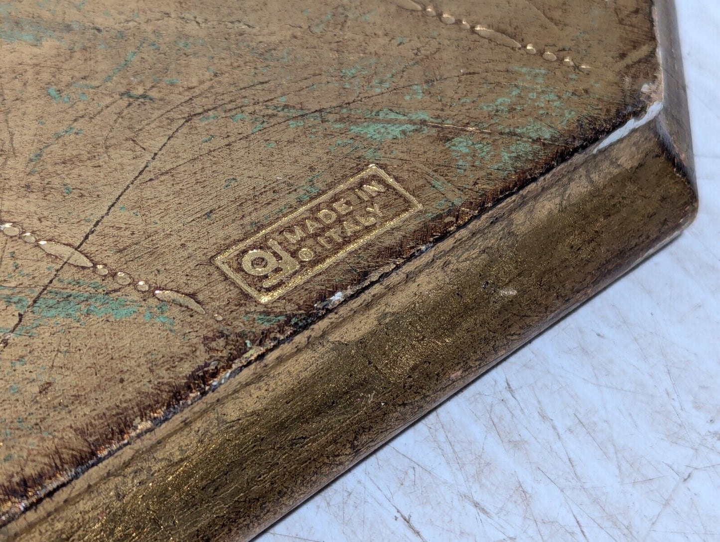 Vintage Wooden Octagonal Tray, Intricately etched and hand painted - Free Ship