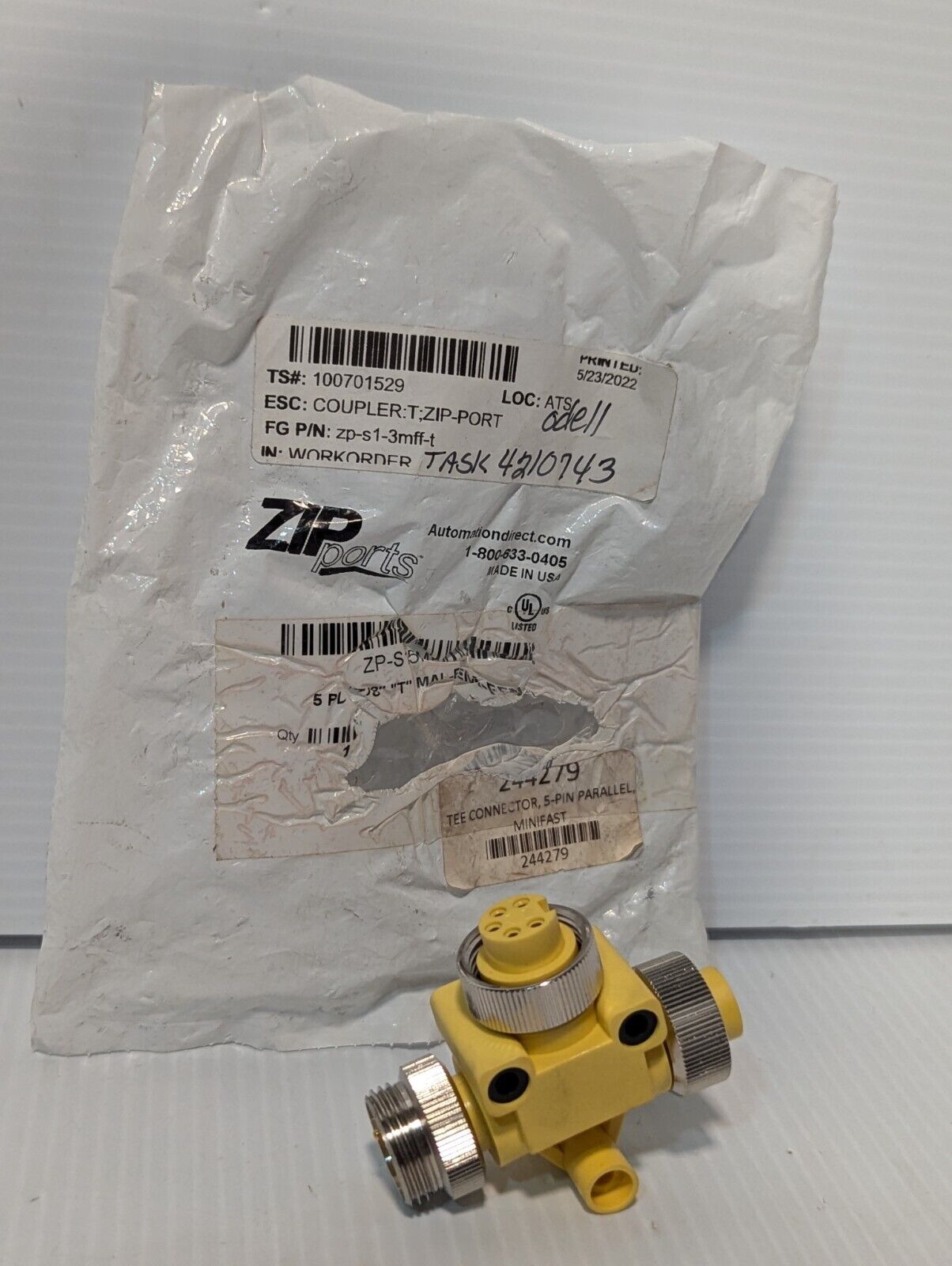 Zipport ZP-S1-3MFF-T T-Coupler, 3-Pole Female 7/8IN - Free Shipping+Returns