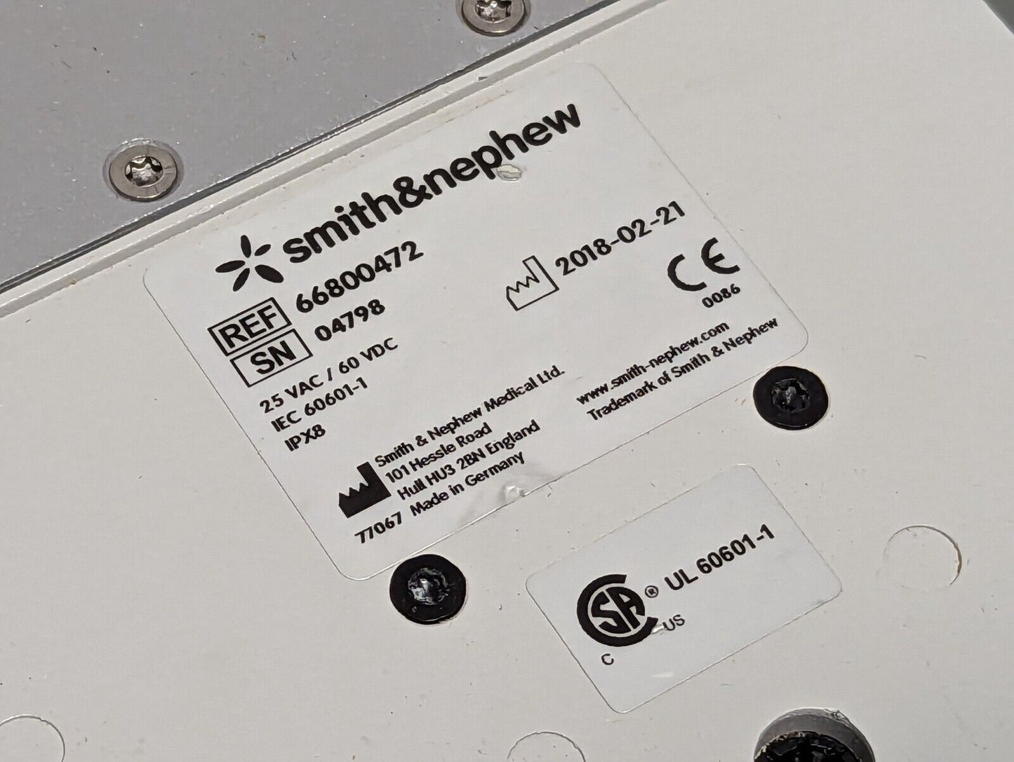 Smith & Nephew 66800472 VersaJet II foot pedal, 25VAC/60VDC