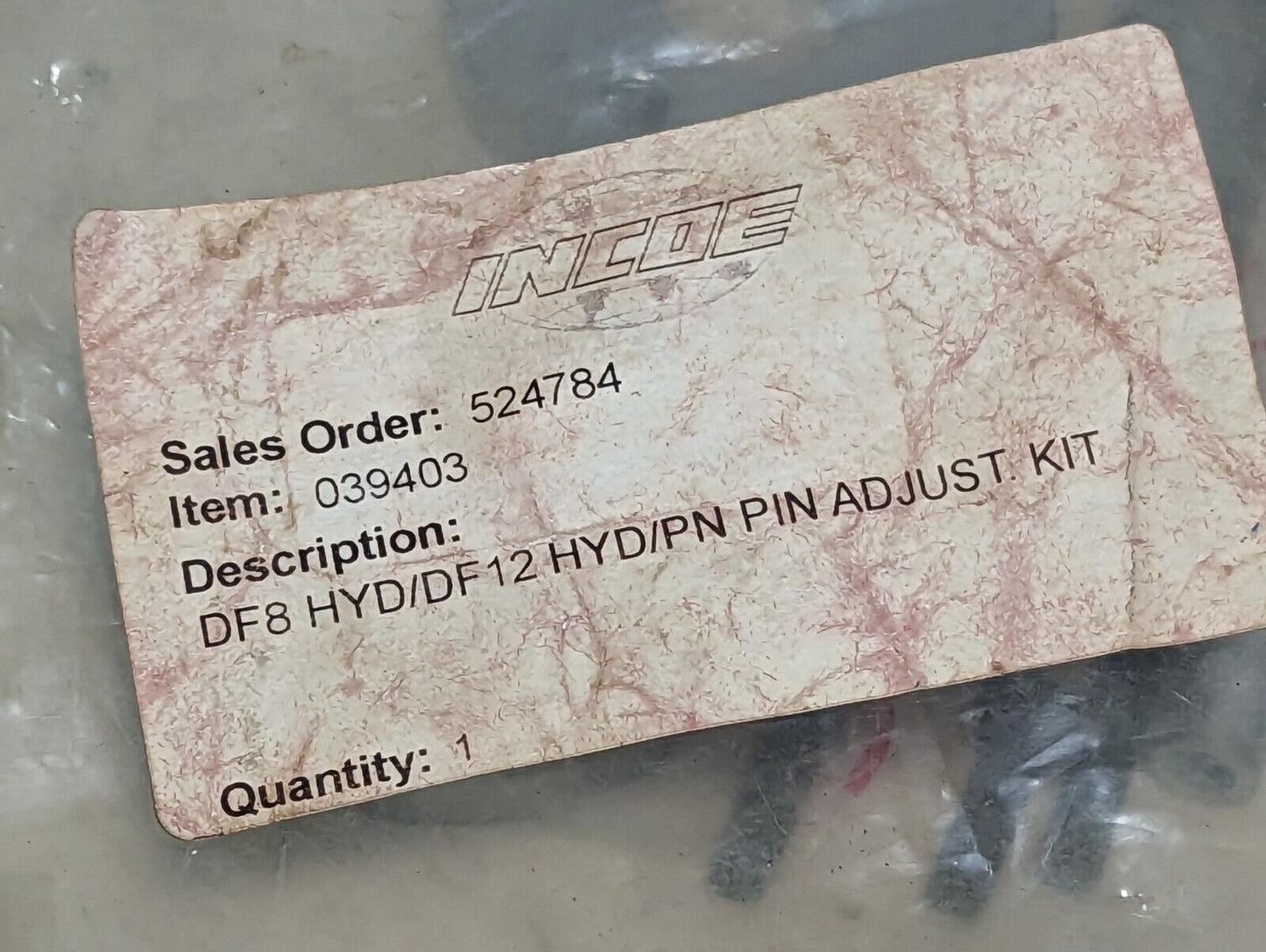 Incoe 039403 hydraulic pin adjustment kit: DF8 HYD/DF12 HYD/PN pin adjust kit