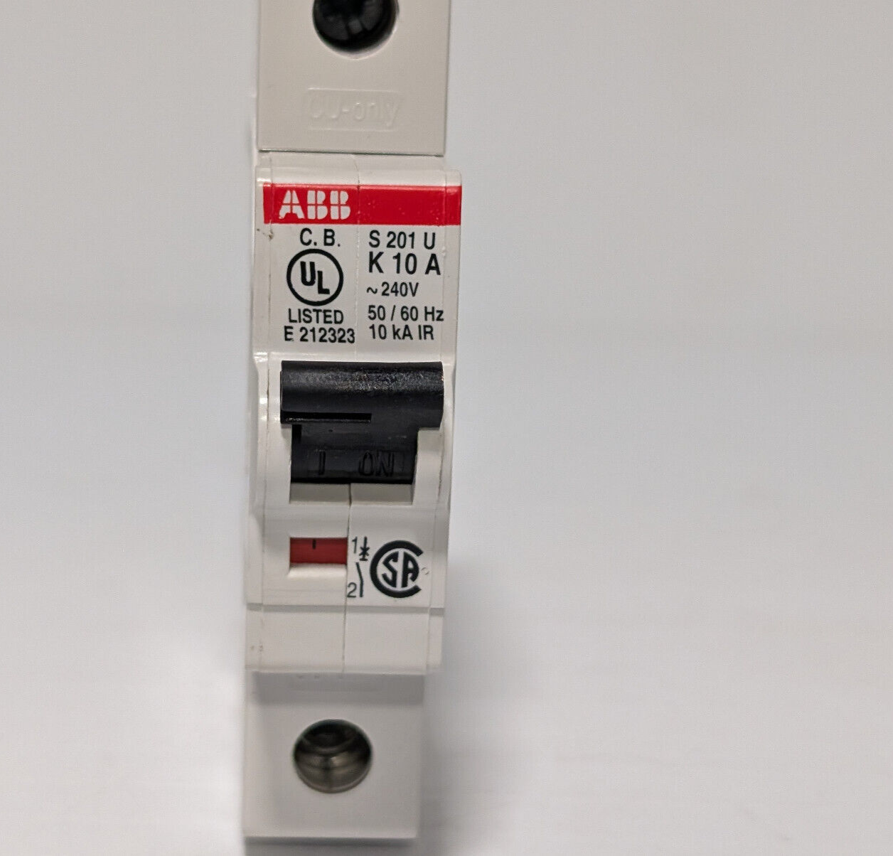 ABB S20-1U-K10, 1 Pole Circuit Breaker, 10 A, 162K853HG1, E212323, UL489 Listed