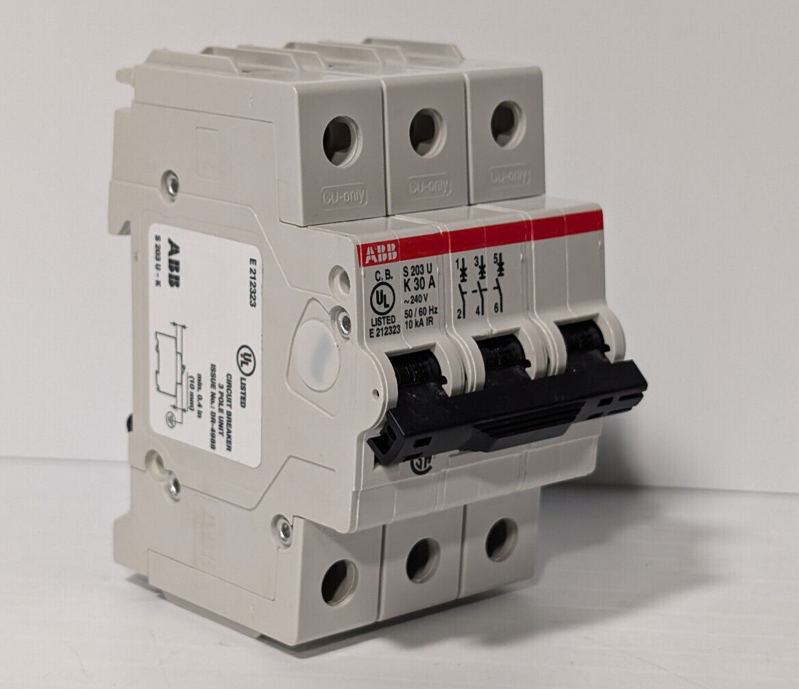 ABB S203U-K30 Circuit Breaker, 3-Pole, 30 A, 162K861H01, 240 VAC, 50/60 Hz