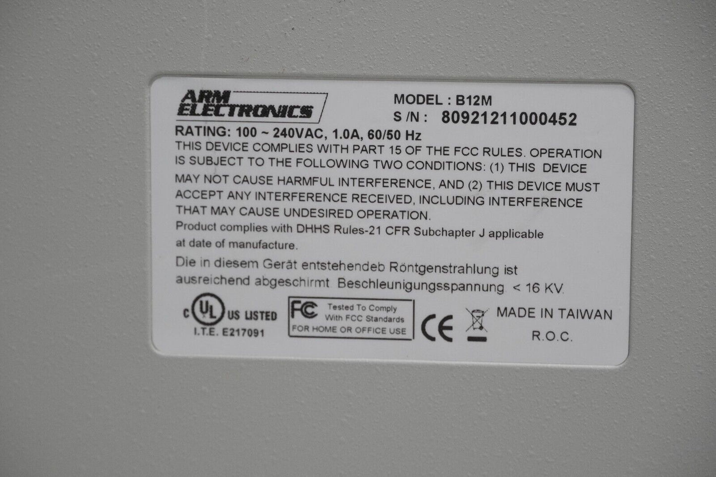 ARM Electronics B12M television, CRT, not turning on, super high resolution B/W