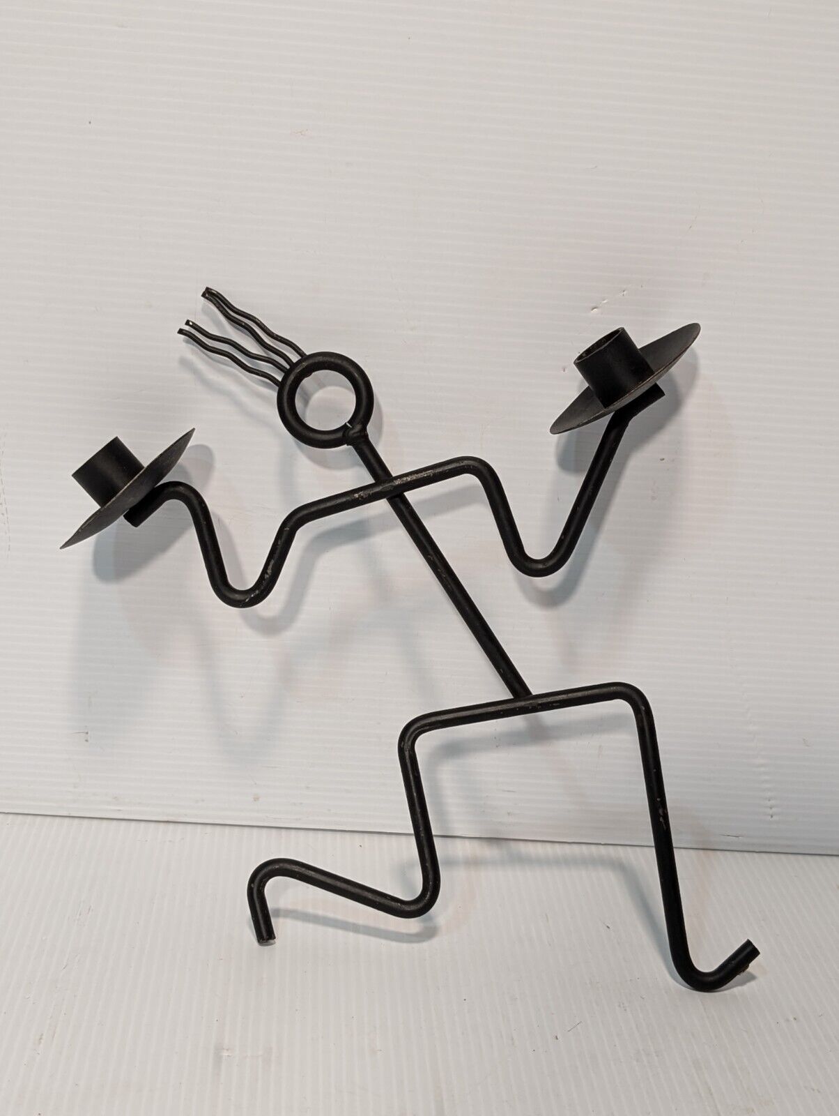 Wrought Black Iron Dancing Man Candle Holder, 12 x 8 inches - Free Shipping