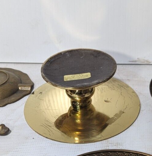 Vintage Brass Pedestal Stand Oversize Pillar Candle Holder Stand - Free Shipping
