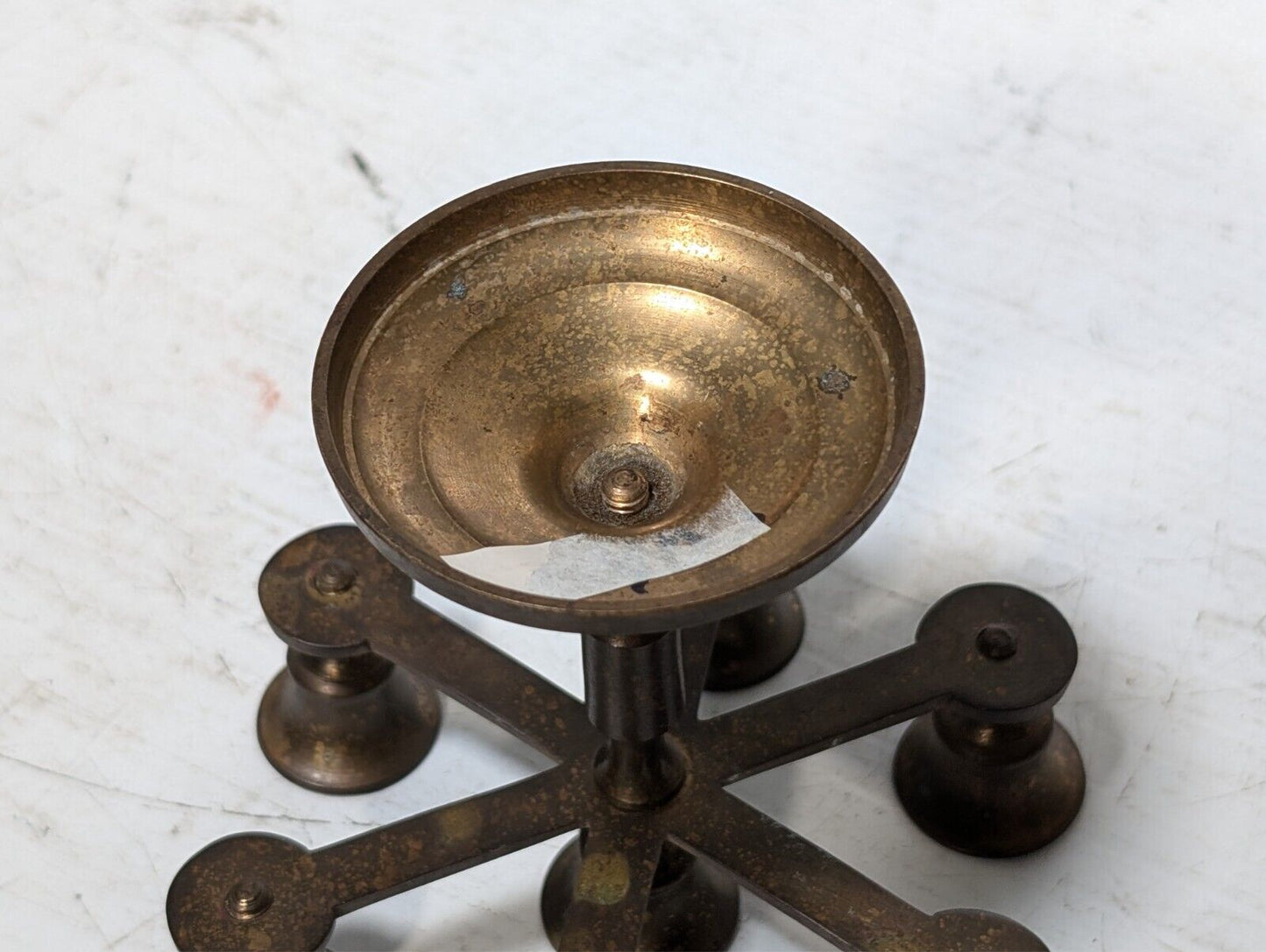 Vintage brass candelabra with seven candleholders, 4.5" tall x 5.5" in diameter